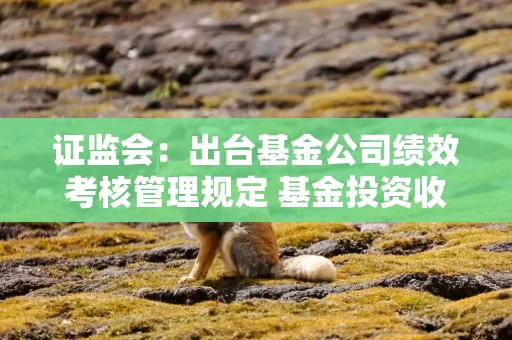 证监会：出台基金公司绩效考核管理规定 基金投资收益指标应当涵盖基金产品业绩和投资者盈亏情况