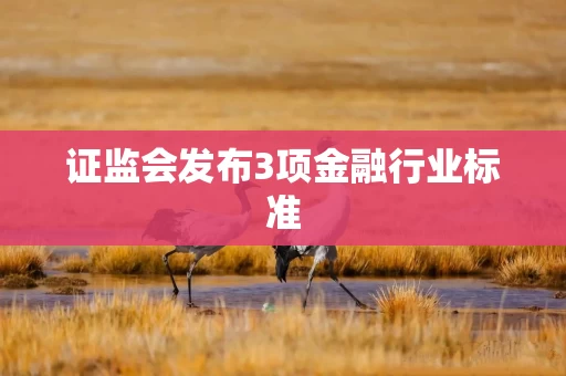 证监会发布3项金融行业标准