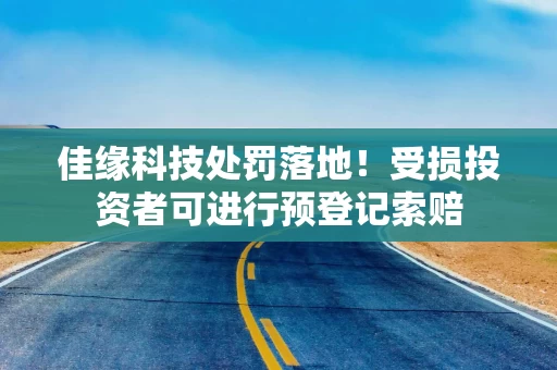 佳缘科技处罚落地！受损投资者可进行预登记索赔