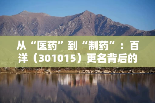 从“医药”到“制药”:百洋(301015)更名背后的战略进阶之路 从“医药”到“制药”:百洋(301015)更名背后的战略进阶之路