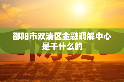 邵阳市双清区金融调解中心是干什么的