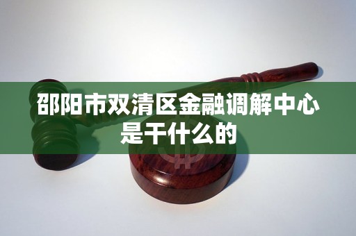 邵阳市双清区金融调解中心是干什么的