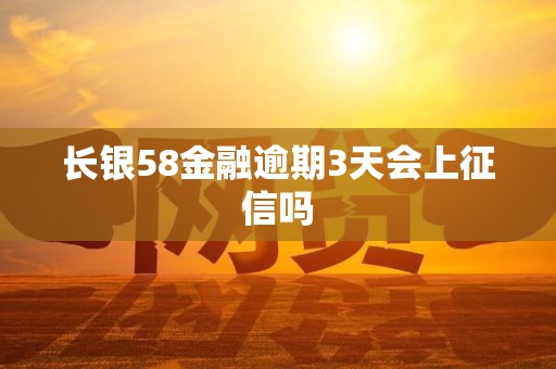 长银58金融逾期3天会上征信吗