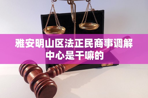 雅安明山区法正民商事调解中心是干嘛的 雅安明山区法正民商事调解中心是干嘛的