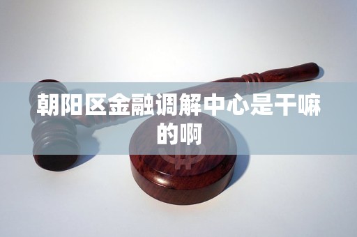 朝阳区金融调解中心是干嘛的啊