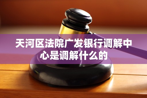 天河区法院广发银行调解中心是调解什么的