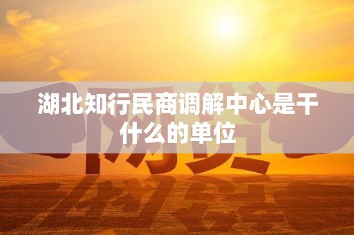 湖北知行民商调解中心是干什么的单位 湖北知行民商调解中心是干什么的单位