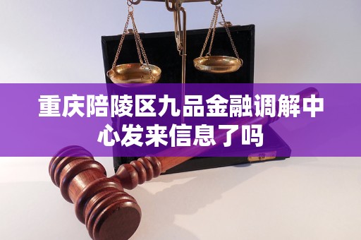 重庆陪陵区九品金融调解中心发来信息了吗