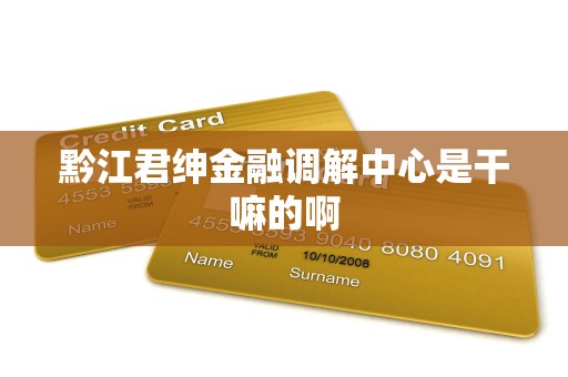 黔江君绅金融调解中心是干嘛的啊