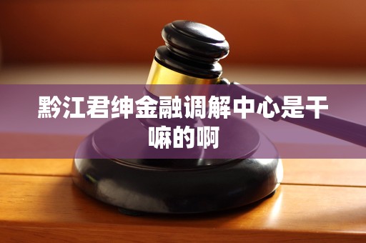 黔江君绅金融调解中心是干嘛的啊