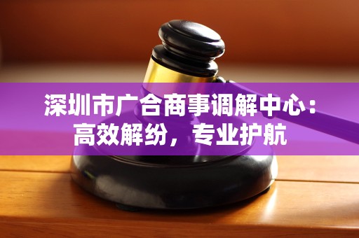 深圳市广合商事调解中心：高效解纷，专业护航