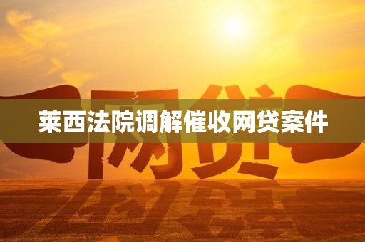 莱西法院调解催收网贷案件