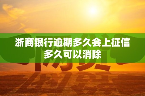 浙商银行逾期多久会上征信多久可以消除