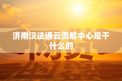 济南汉法通云调解中心是干什么的