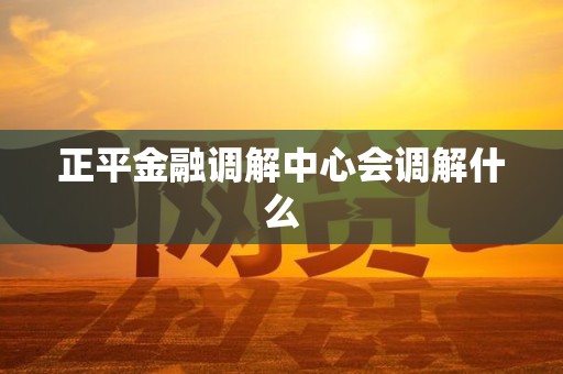 正平金融调解中心会调解什么