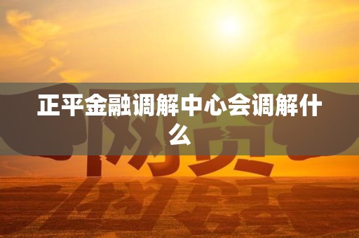 正平金融调解中心会调解什么
