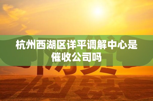 杭州西湖区详平调解中心是催收公司吗