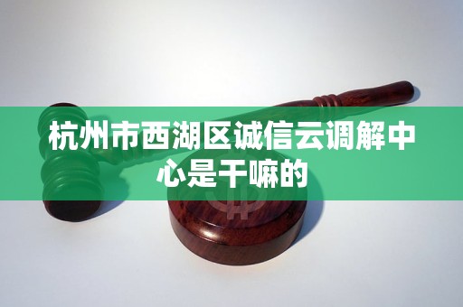 杭州市西湖区诚信云调解中心是干嘛的
