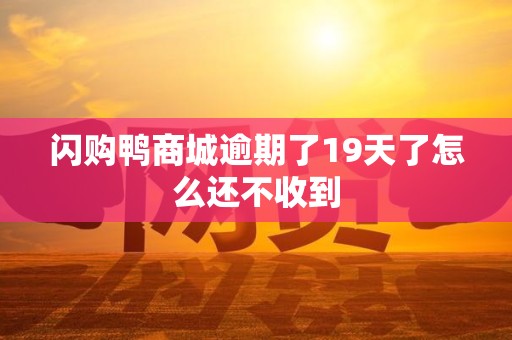 闪购鸭商城逾期了19天了怎么还不收到