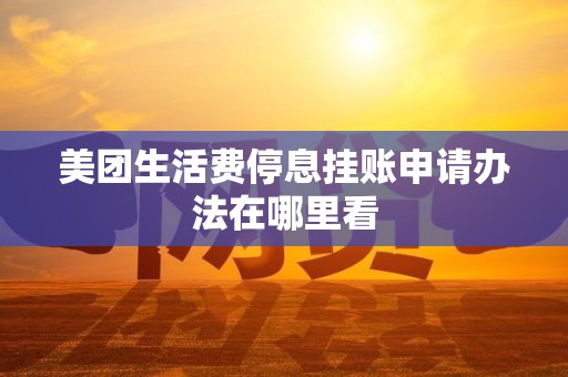 美团生活费停息挂账申请办法在哪里看