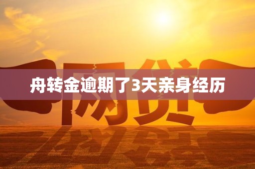 舟转金逾期了3天亲身经历