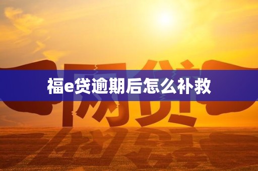 福e贷逾期后怎么补救