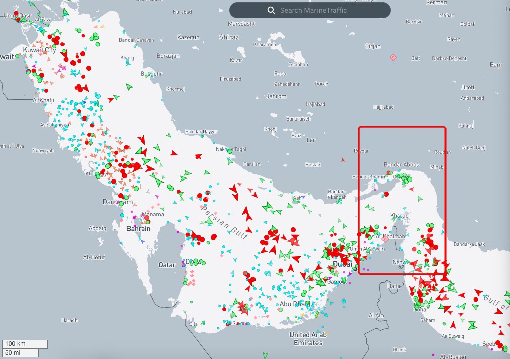 霍尔木兹海峡和波斯湾船只情况（截至3月6日17:00）